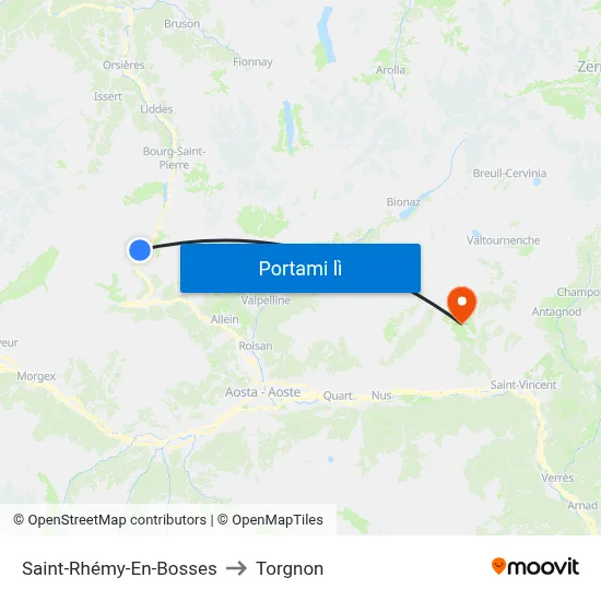 Saint-Rhémy-En-Bosses to Torgnon map