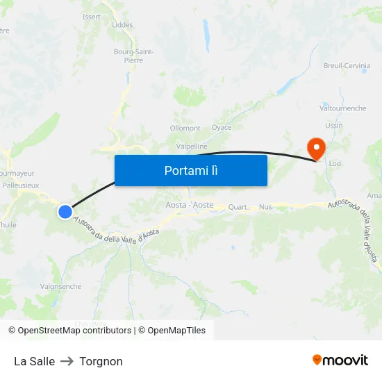 La Salle to Torgnon map