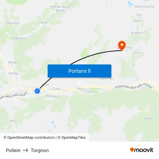 Pollein to Torgnon map