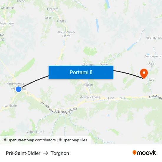 Prè-Saint-Didier to Torgnon map