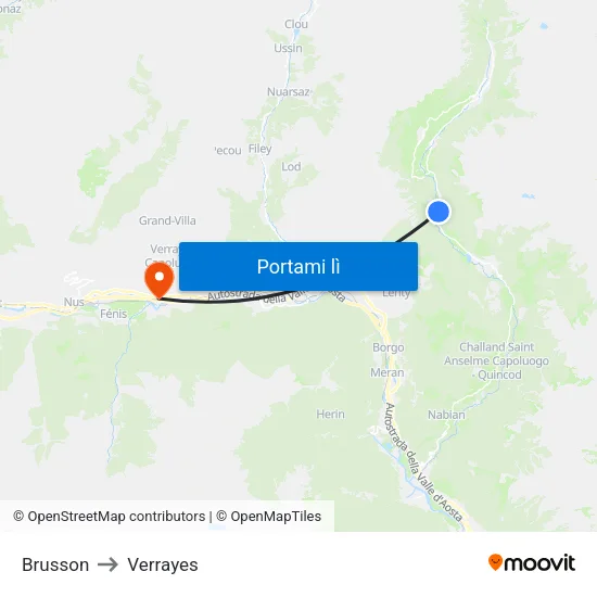 Brusson to Verrayes map