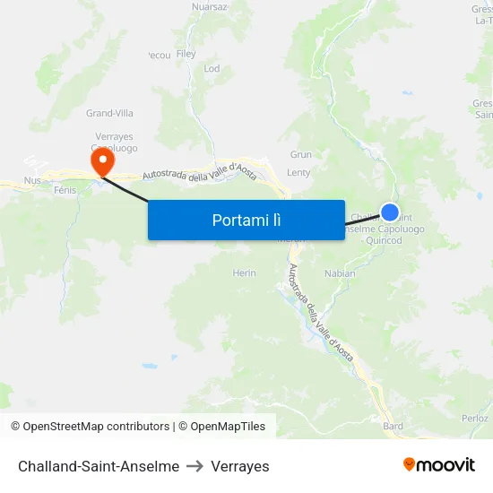 Challand-Saint-Anselme to Verrayes map