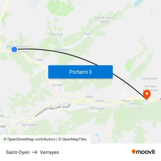 Saint-Oyen to Verrayes map