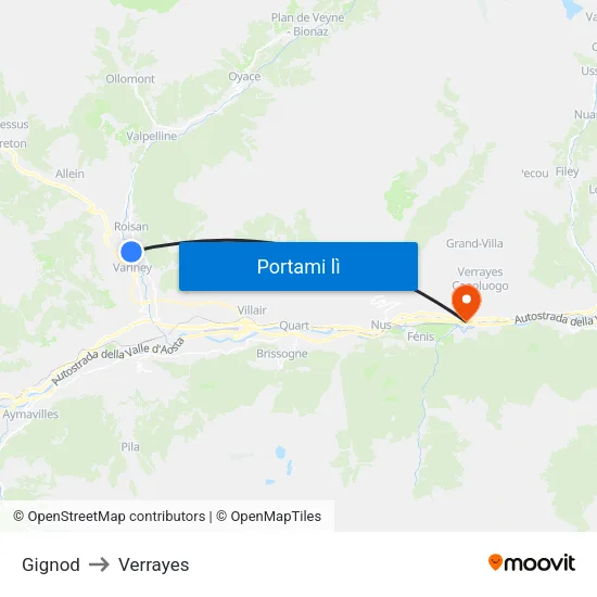 Gignod to Verrayes map