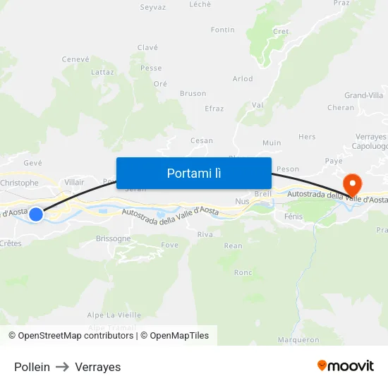 Pollein to Verrayes map