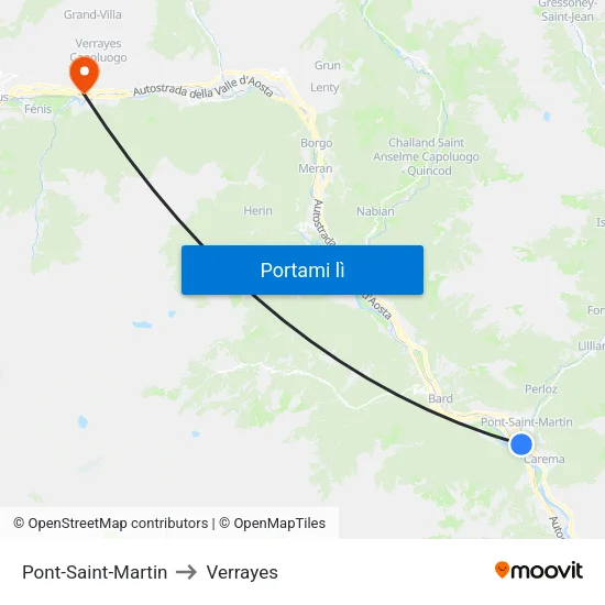 Pont-Saint-Martin to Verrayes map