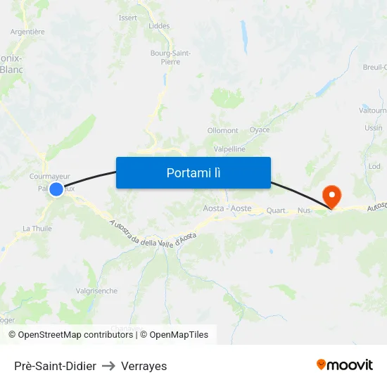 Prè-Saint-Didier to Verrayes map