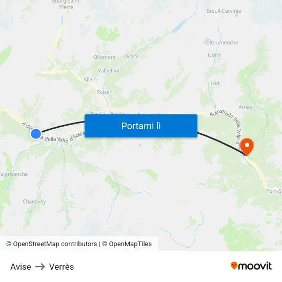 Avise to Verrès map