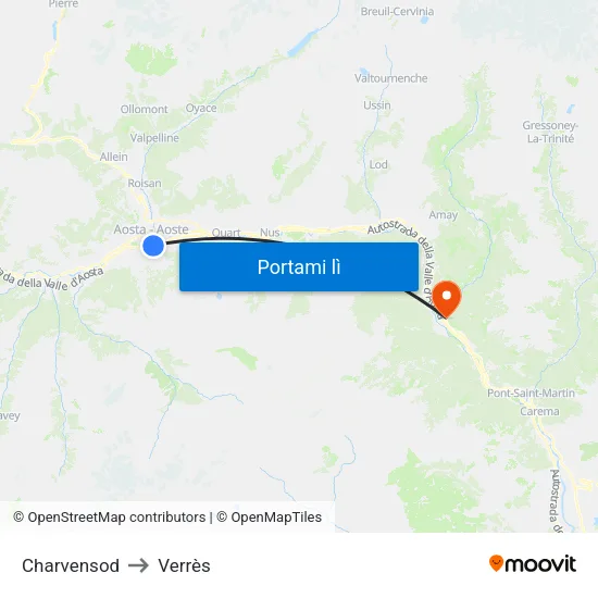 Charvensod to Verrès map