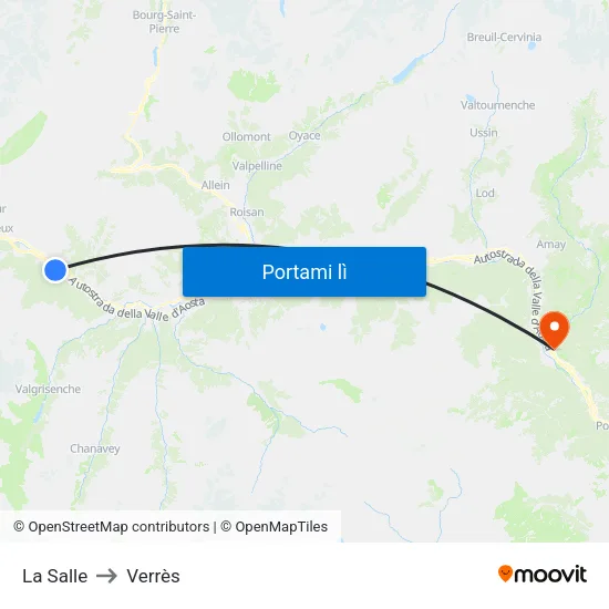 La Salle to Verrès map