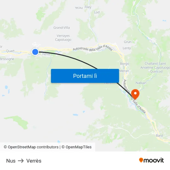 Nus to Verrès map