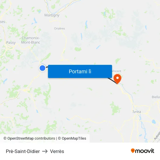 Prè-Saint-Didier to Verrès map