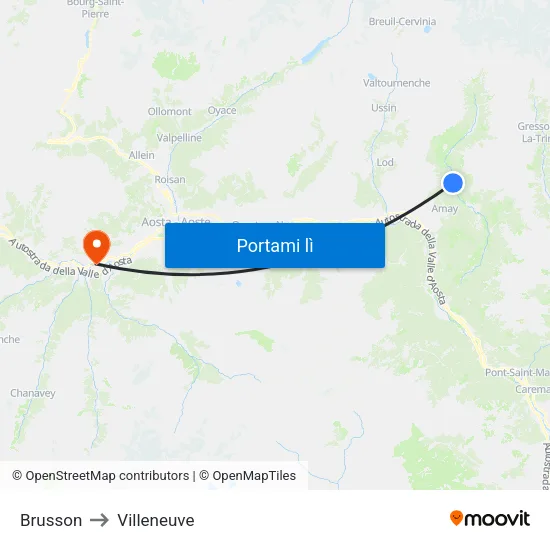 Brusson to Villeneuve map