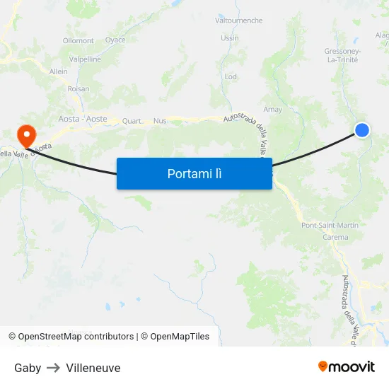 Gaby to Villeneuve map