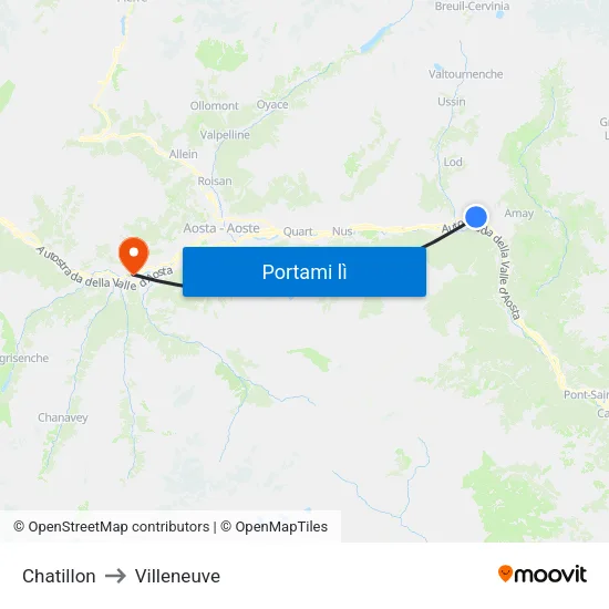 Chatillon to Villeneuve map