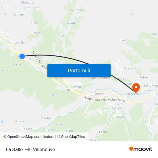 La Salle to Villeneuve map