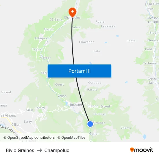 Bivio Graines to Champoluc map
