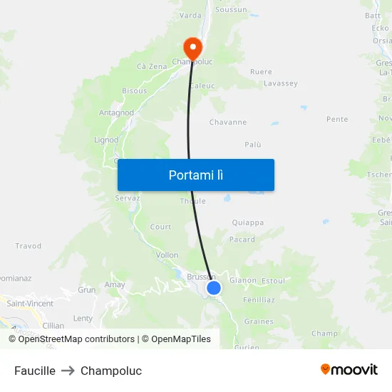 Faucille to Champoluc map
