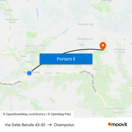 Via Delle Betulle 43-45 to Champoluc map