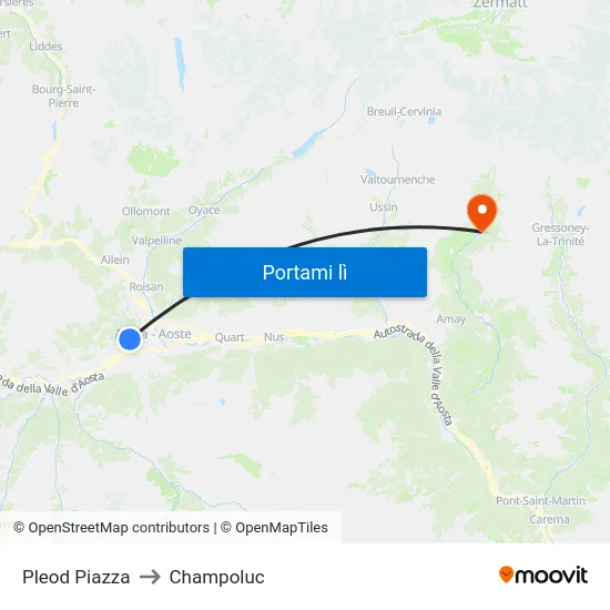Pleod Piazza to Champoluc map