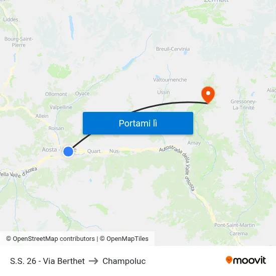 S.S. 26 - Via Berthet to Champoluc map