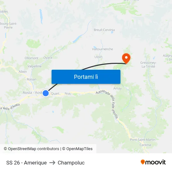 SS 26 - Amerique to Champoluc map