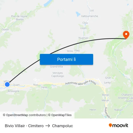 Bivio Villair - Cimitero to Champoluc map