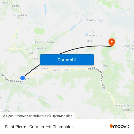 Saint-Pierre - Cofruits to Champoluc map
