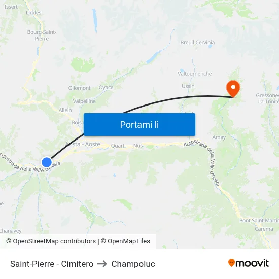 Saint-Pierre - Cimitero to Champoluc map