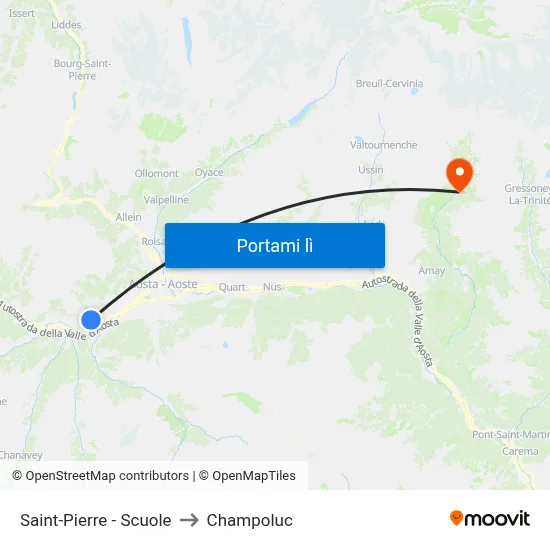 Saint-Pierre - Scuole to Champoluc map