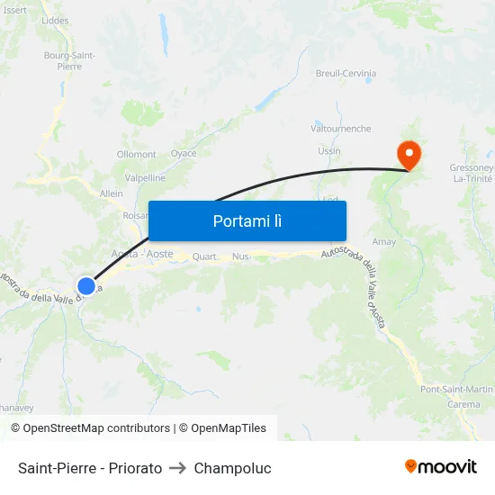 Saint-Pierre - Priorato to Champoluc map
