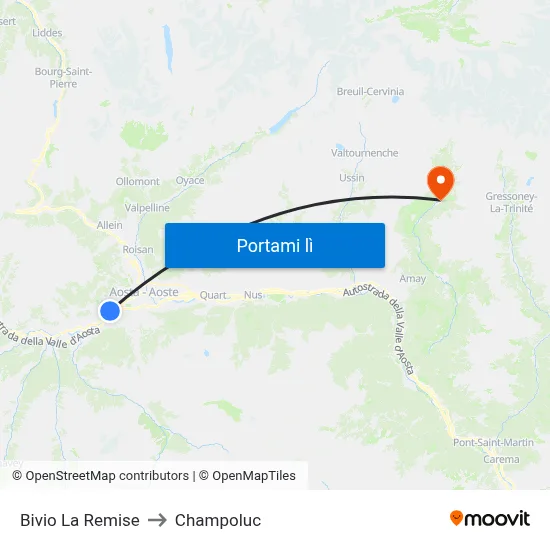 Bivio La Remise to Champoluc map