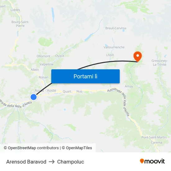 Arensod Baravod to Champoluc map