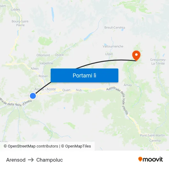 Arensod to Champoluc map