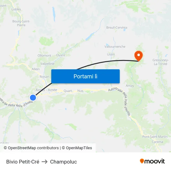 Bivio Petit-Cré to Champoluc map