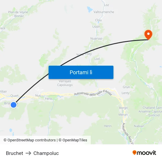 Bruchet to Champoluc map