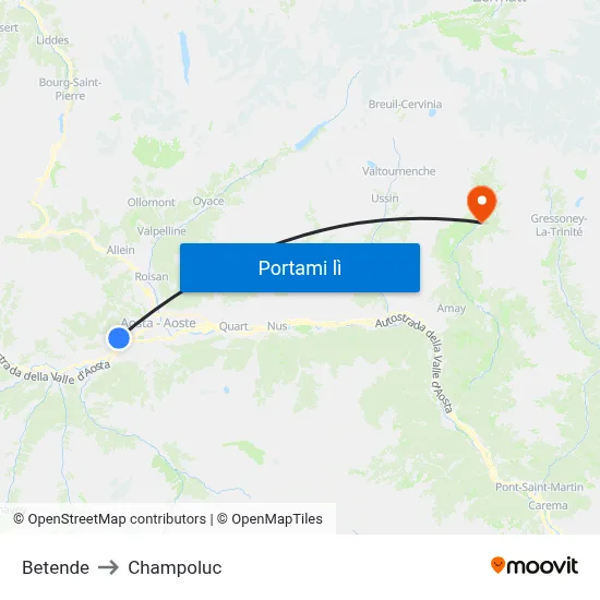 Betende to Champoluc map