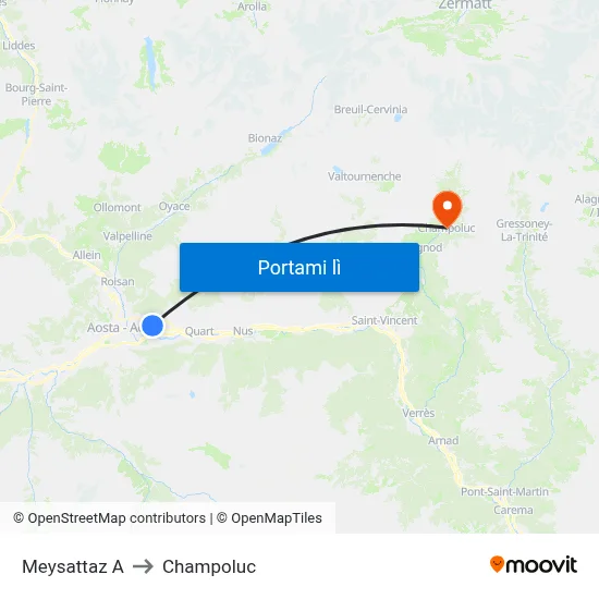Meysattaz A to Champoluc map