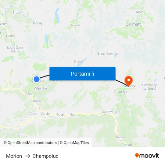 Morion to Champoluc map