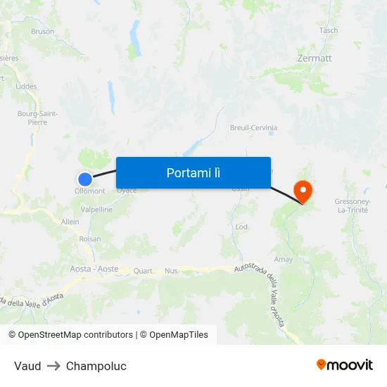 Vaud to Champoluc map