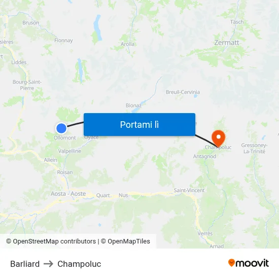 Barliard to Champoluc map