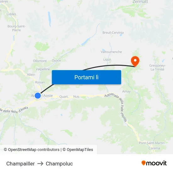 Champailler to Champoluc map