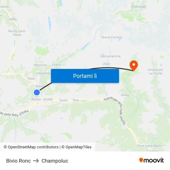 Bivio Ronc to Champoluc map