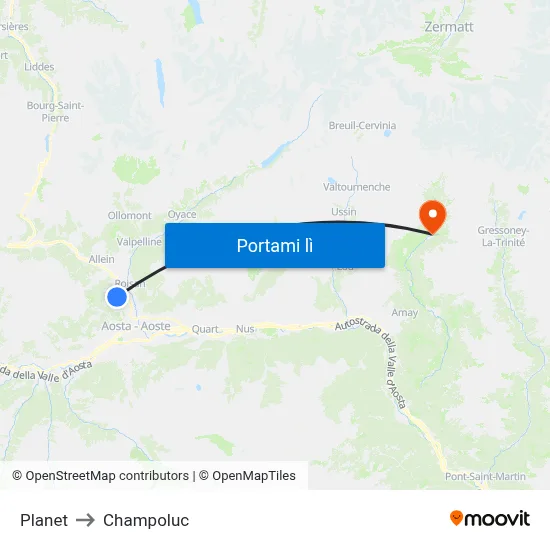 Planet to Champoluc map