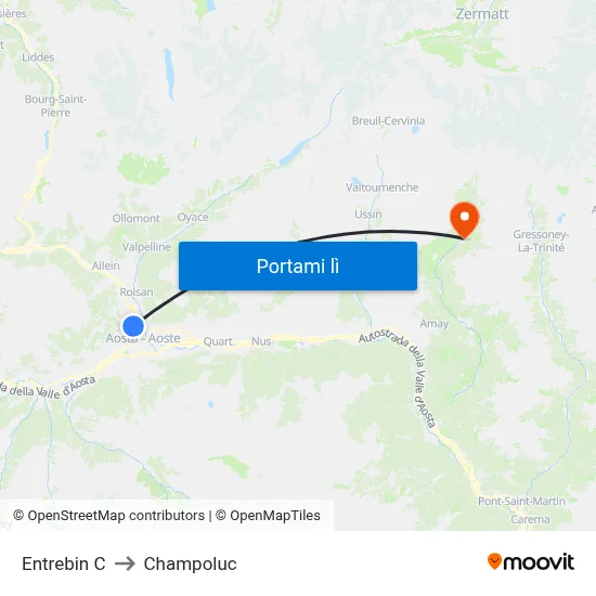 Entrebin C to Champoluc map