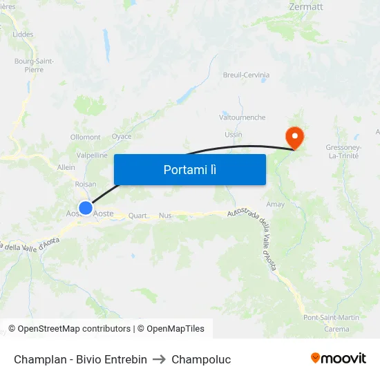 Champlan - Bivio Entrebin to Champoluc map