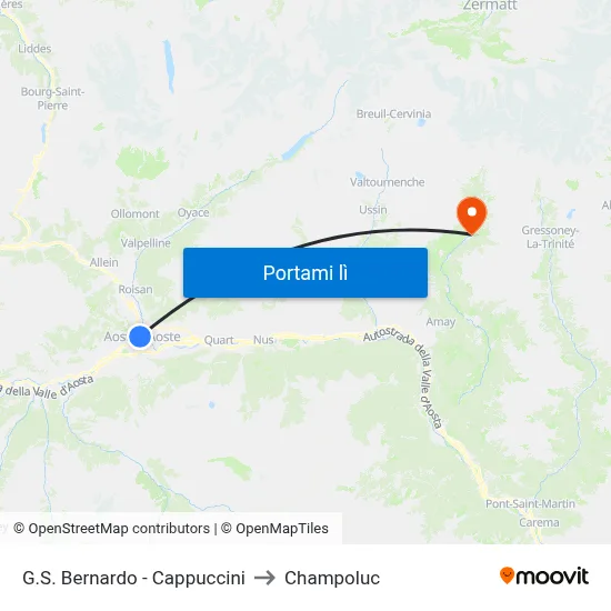 G.S. Bernardo - Cappuccini to Champoluc map