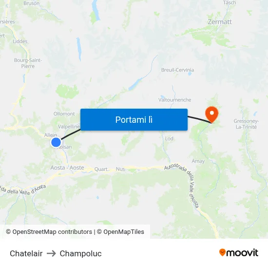 Chatelair to Champoluc map