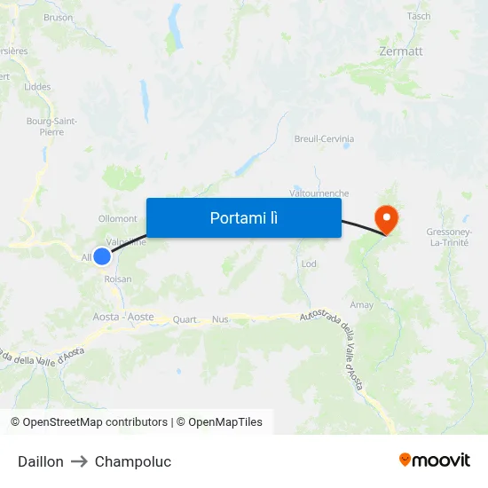 Daillon to Champoluc map