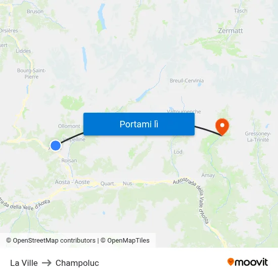 La Ville to Champoluc map